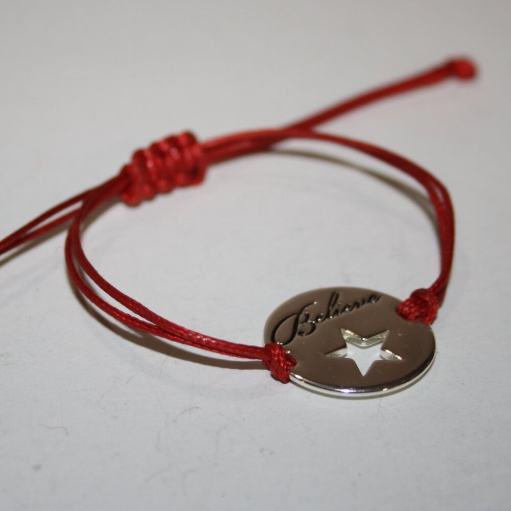 Red cord and silver Believe star bracelet Adjustable
